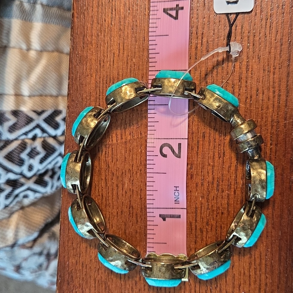 Chico’s Turquoise & Brass Cuff Bracelet – Magnetic Closure, NWT - Picture 5 of 5